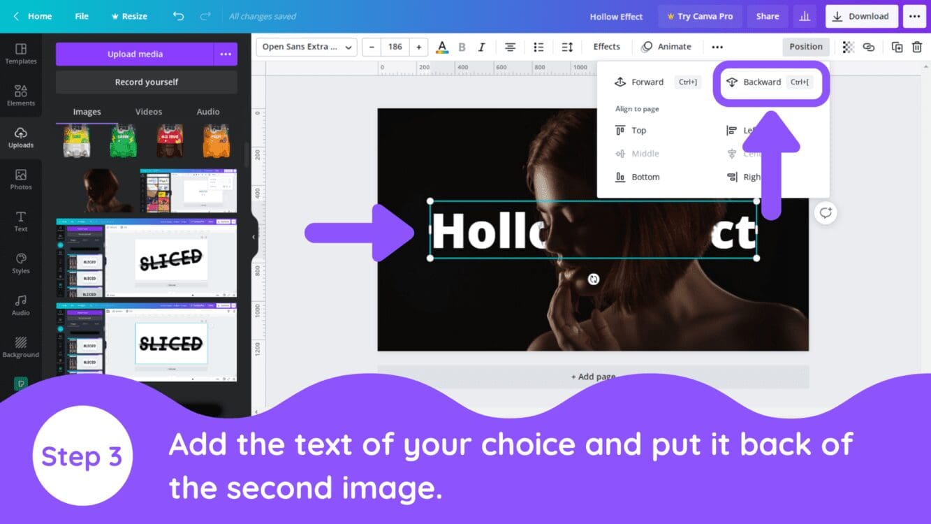 create hollow text effect in canva, canva hollow effect, canva hollow text, how to outline text, outline in canva, how to outline text text in canva, canva hollow text effect, 