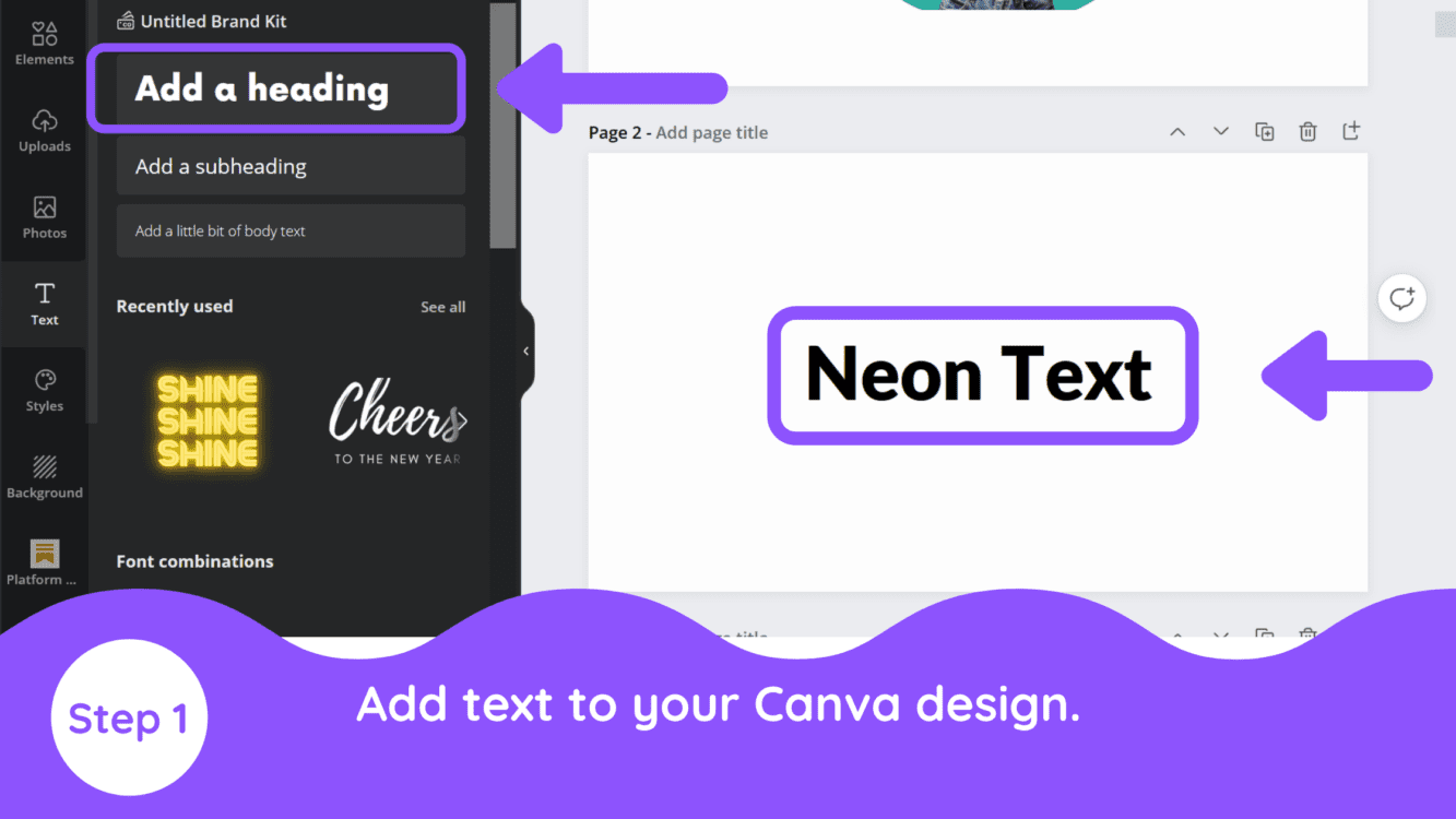 canva neon text, canva neon font, how to create a neon text effect in cnava, how to make neon text effect in canva, neon text in camnva