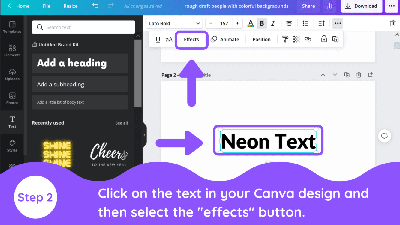 canva neon text, canva neon font, how to create a neon text effect in cnava, how to make neon text effect in canva, neon text in camnva