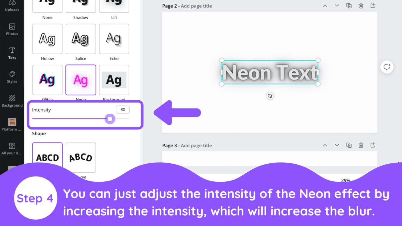 canva neon text, canva neon font, how to create a neon text effect in cnava, how to make neon text effect in canva, neon text in camnva