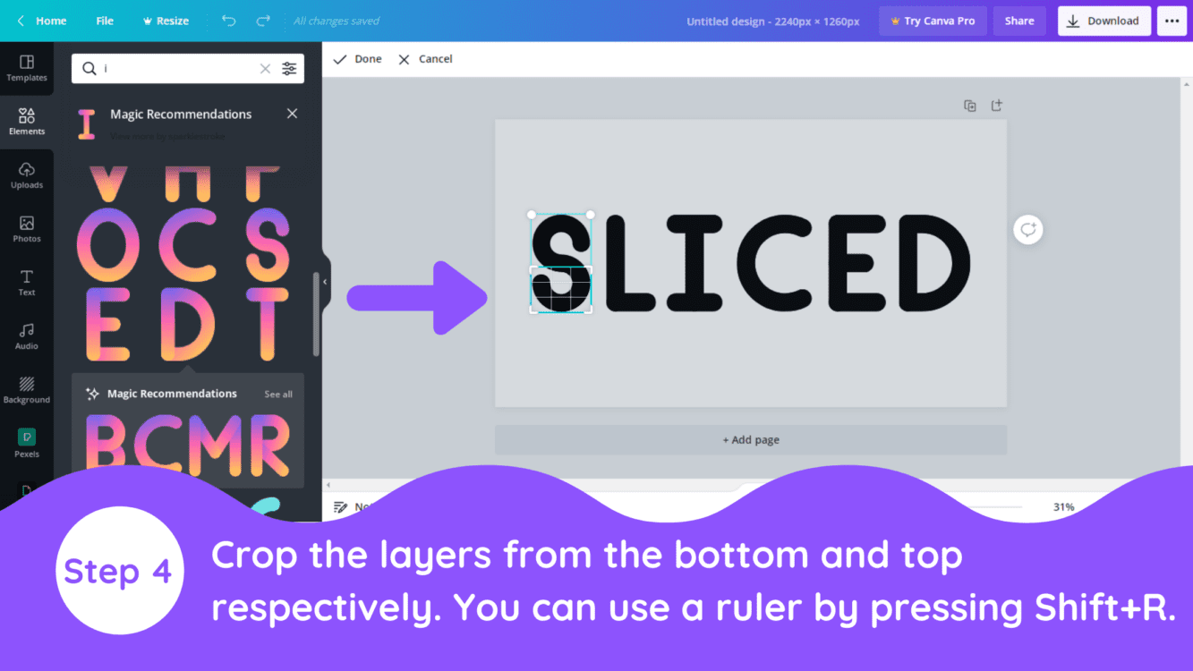 how to create a sliced text effect in canva, canva sliced text, canva sliced text effect, sliced text effect in canva, canva sliced effect