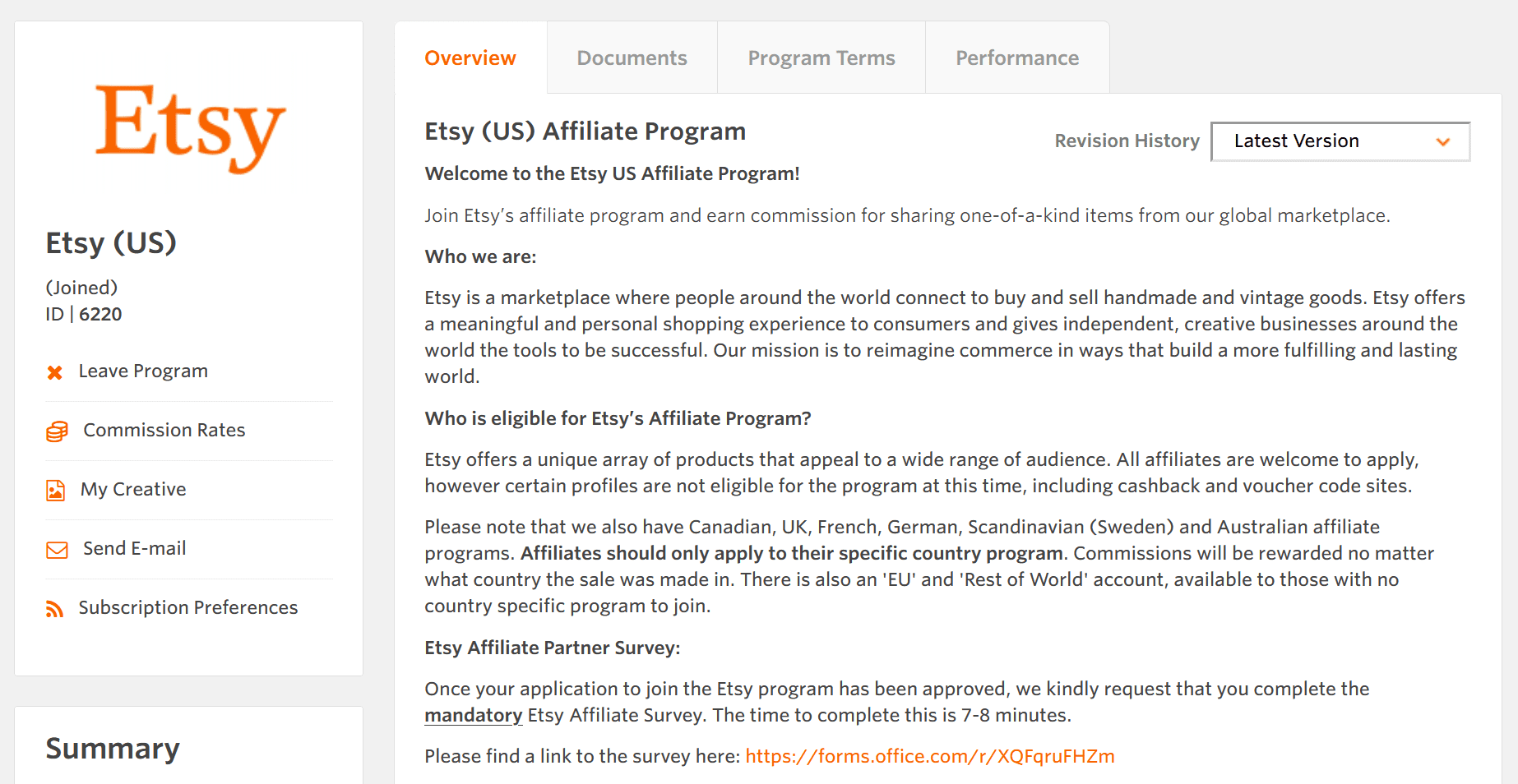 Etsy Affiliate Program