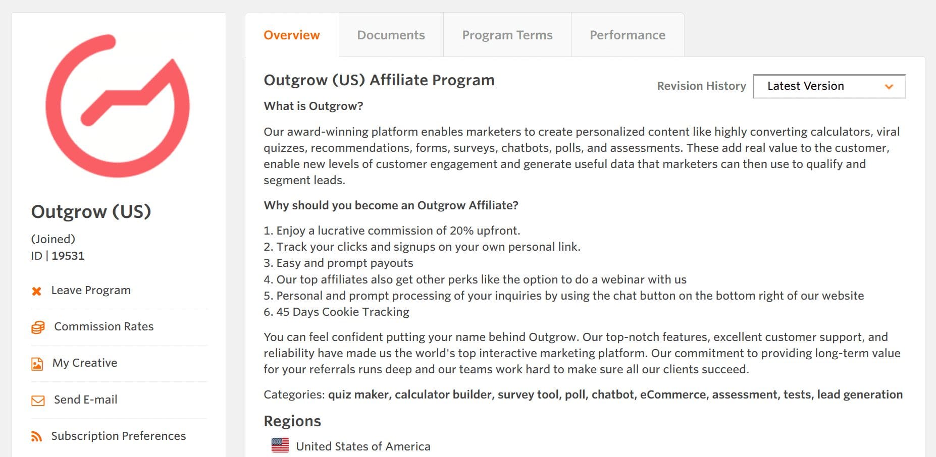 Outgrow Affiliate Program