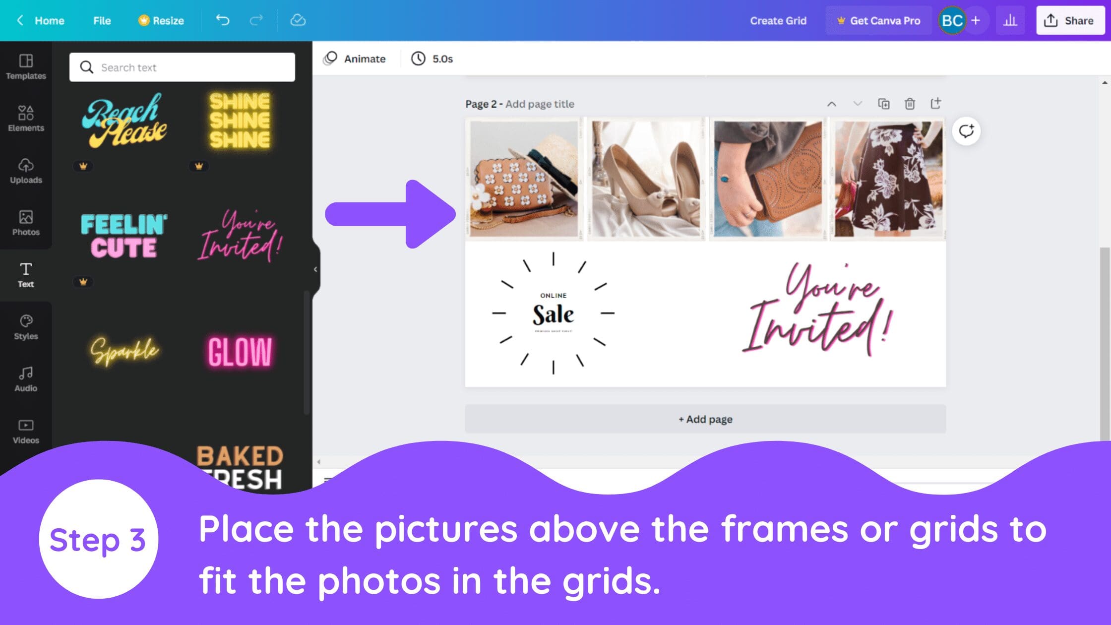 canva grid, how to make a grid in canva, add grid in canva