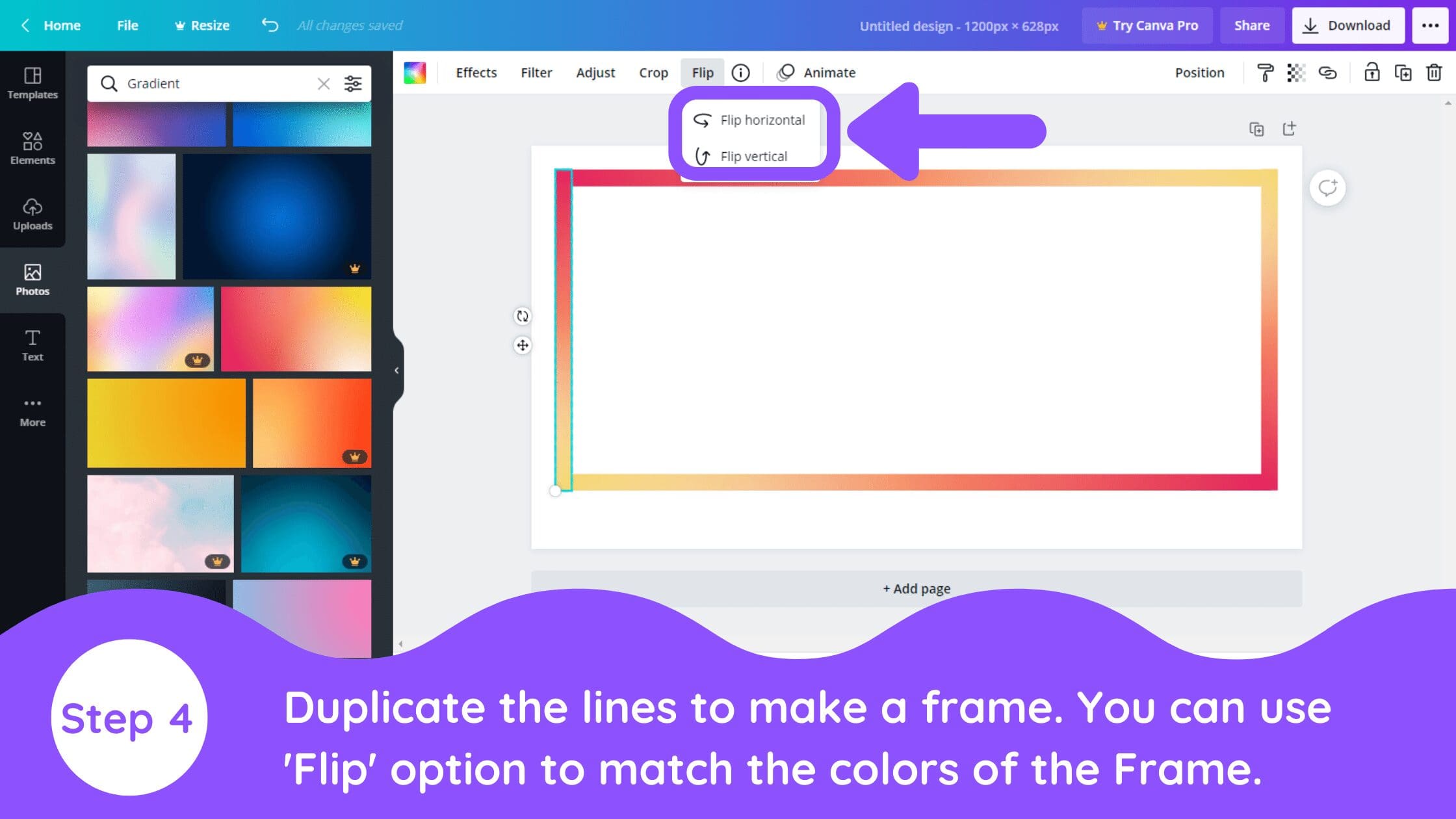 gradient frames, gradient lines, gradient canva, canva make gradient frame, how to make a gradient frame in canva