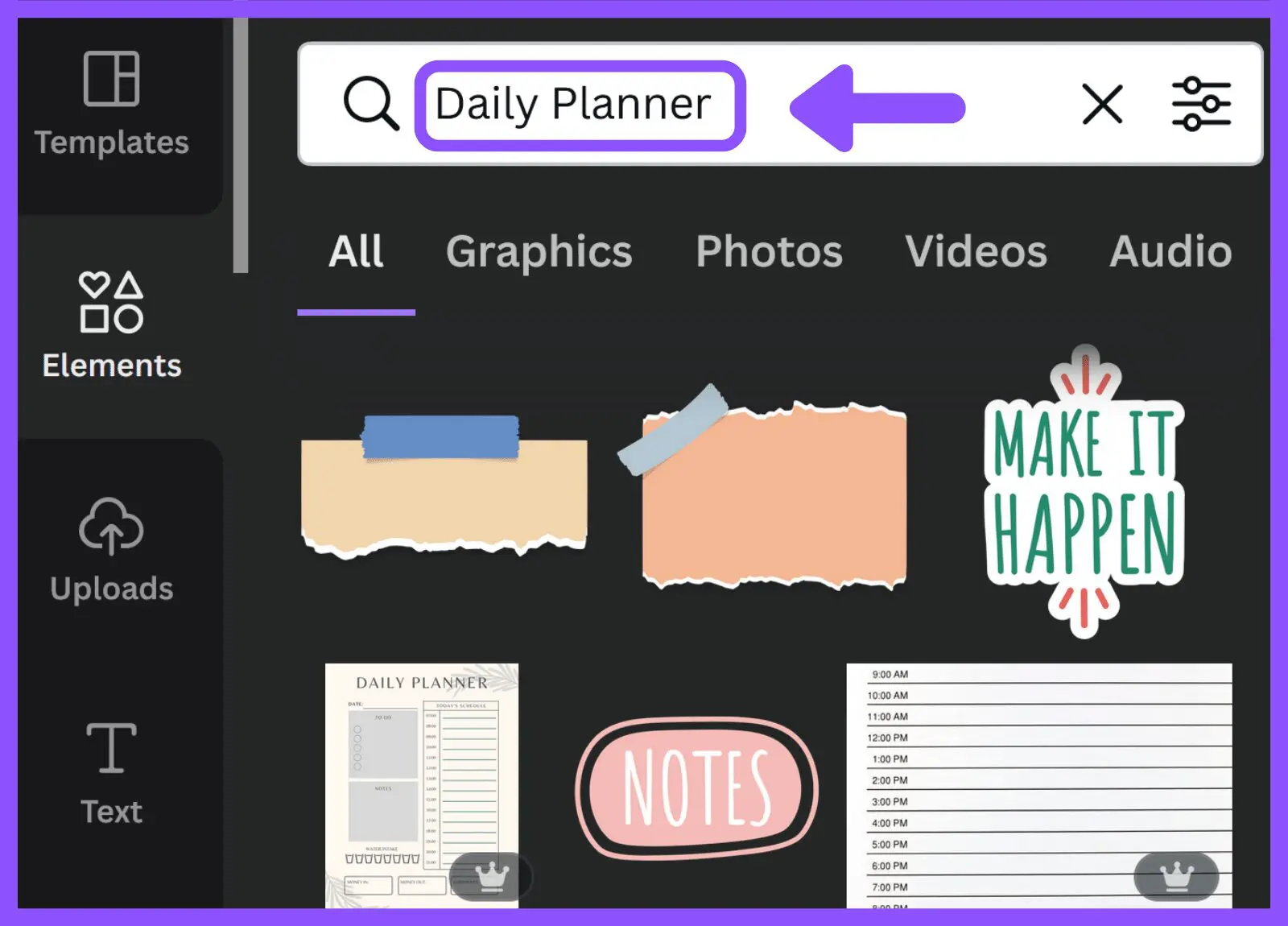 Daily Planner - Canva Keyword Elements