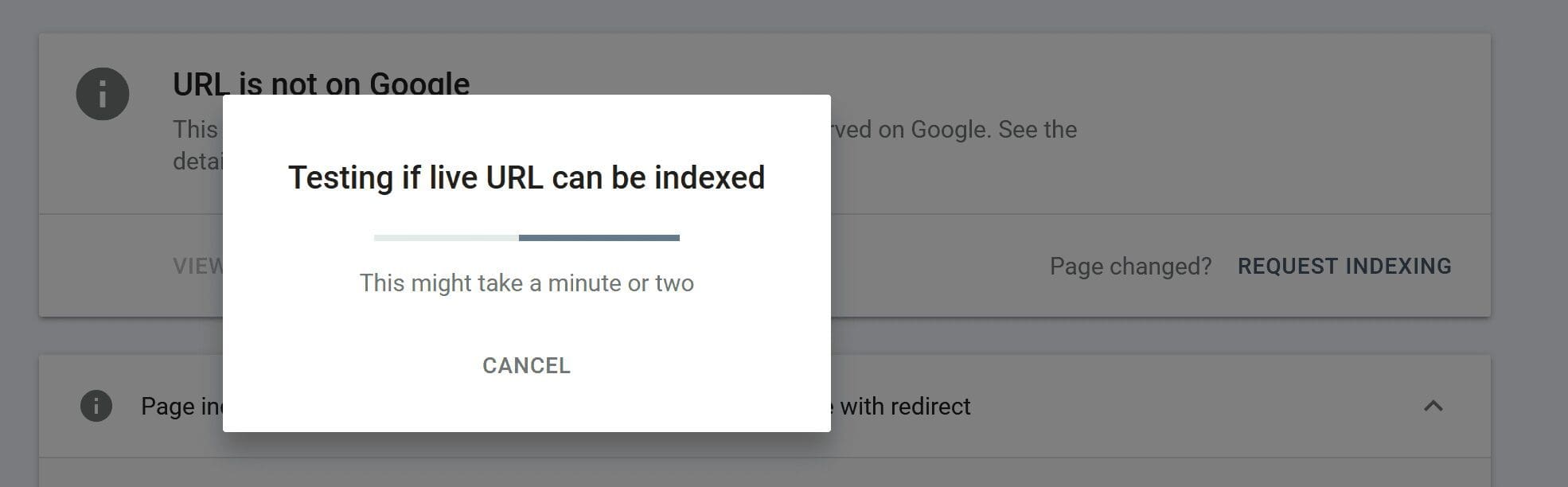 Request Indexing Button in Google search Console