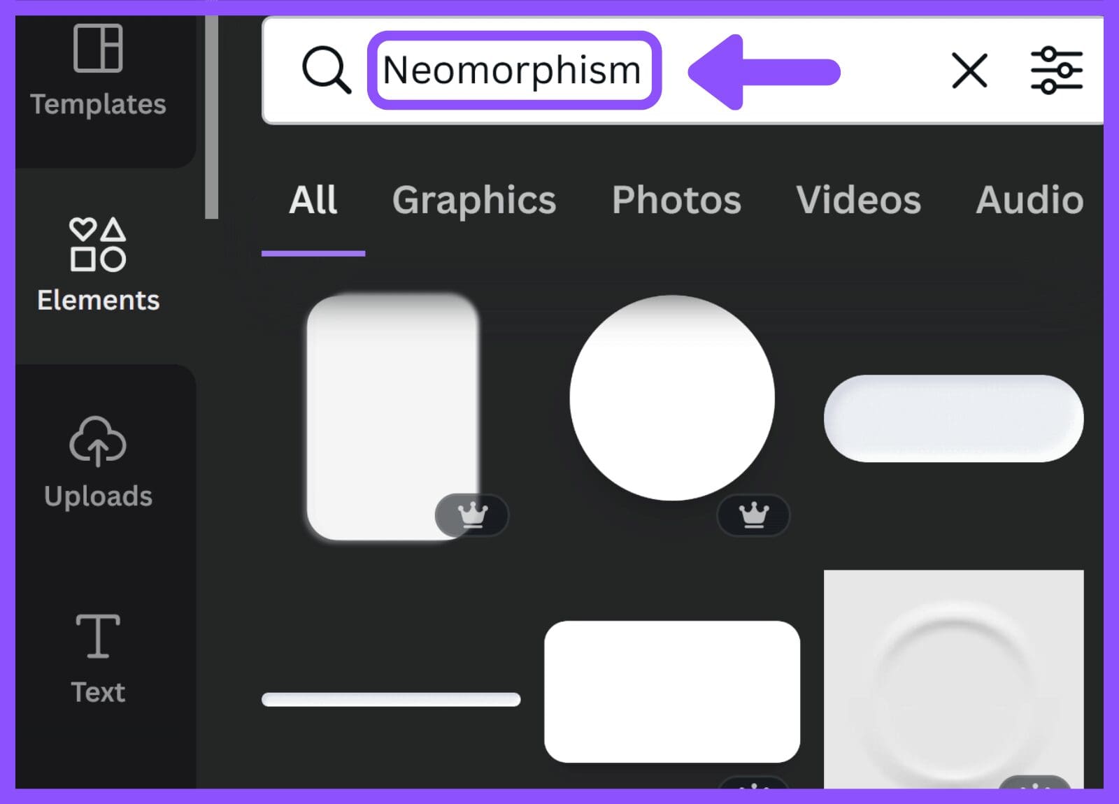 Neomorphism - Canva Keyword Elements