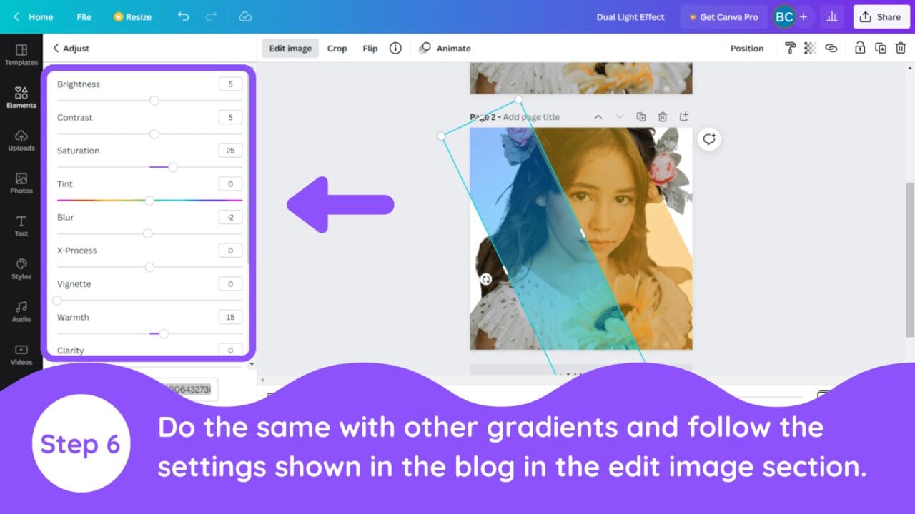 How to Create a Dual Color Lighting Effect in Canva - Blogging Guide