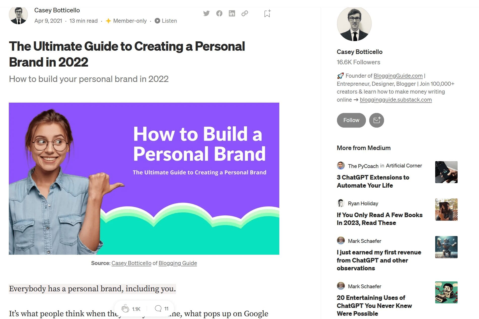 How to Build a Personal Brand Medium Article