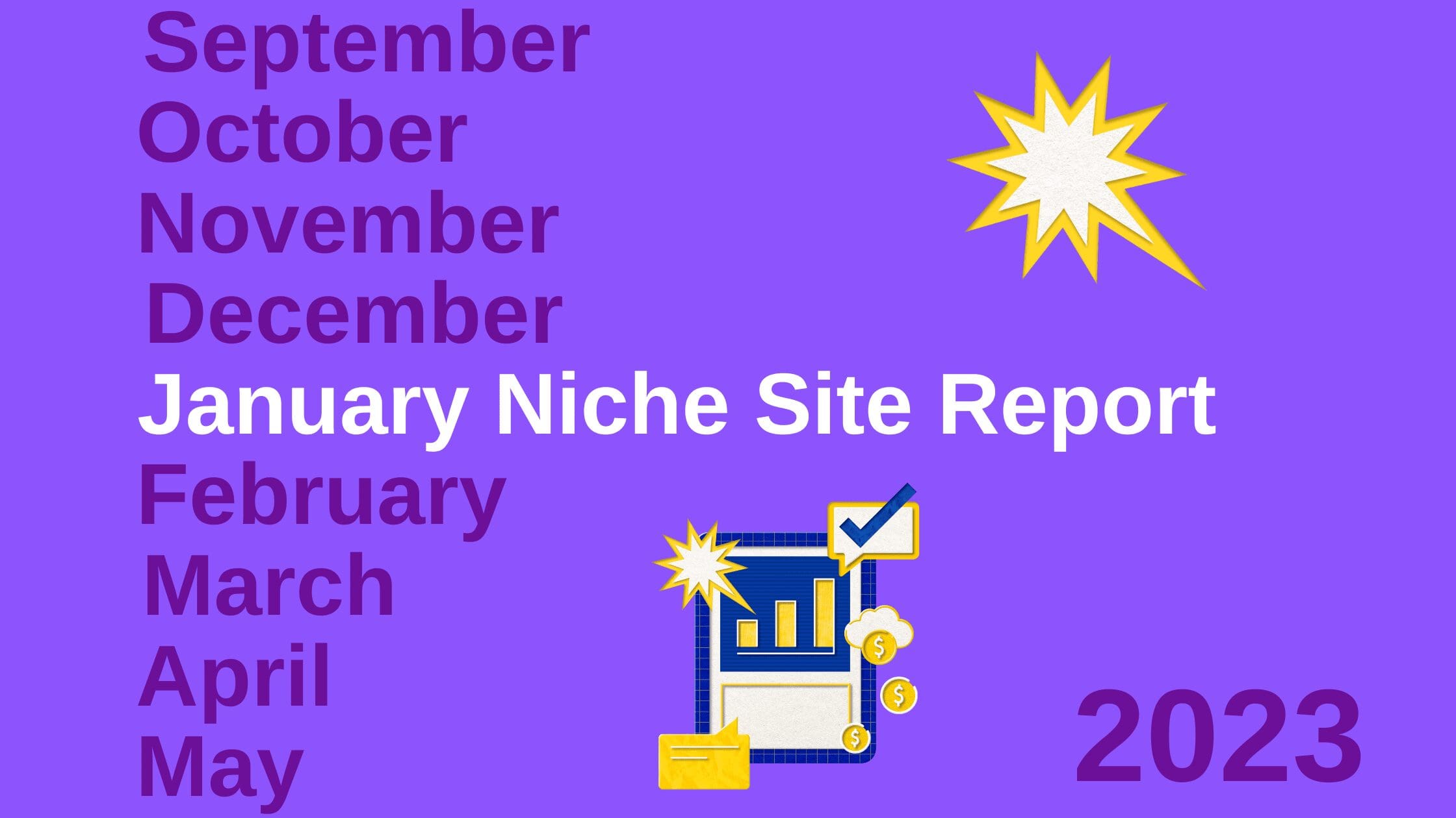 January 2023 Niche Site Report, niche site portfolio, niche site income, blogging guide niche site portfolio