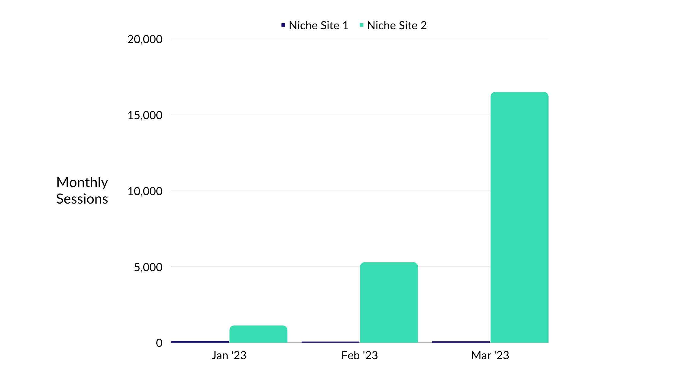 niche site portfolio, niche site growth by month, niche site progress, niche site case study