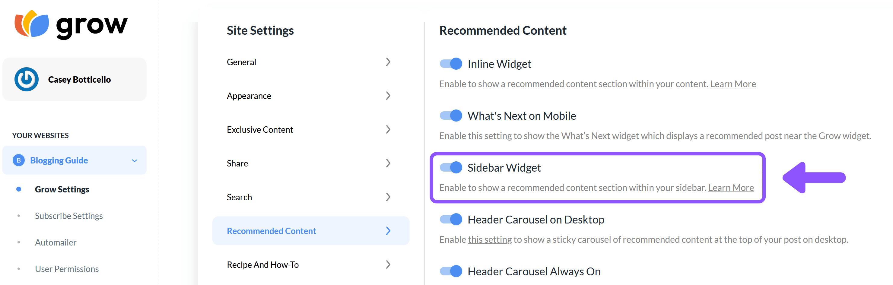 Grow Sidebar Widget<br />
