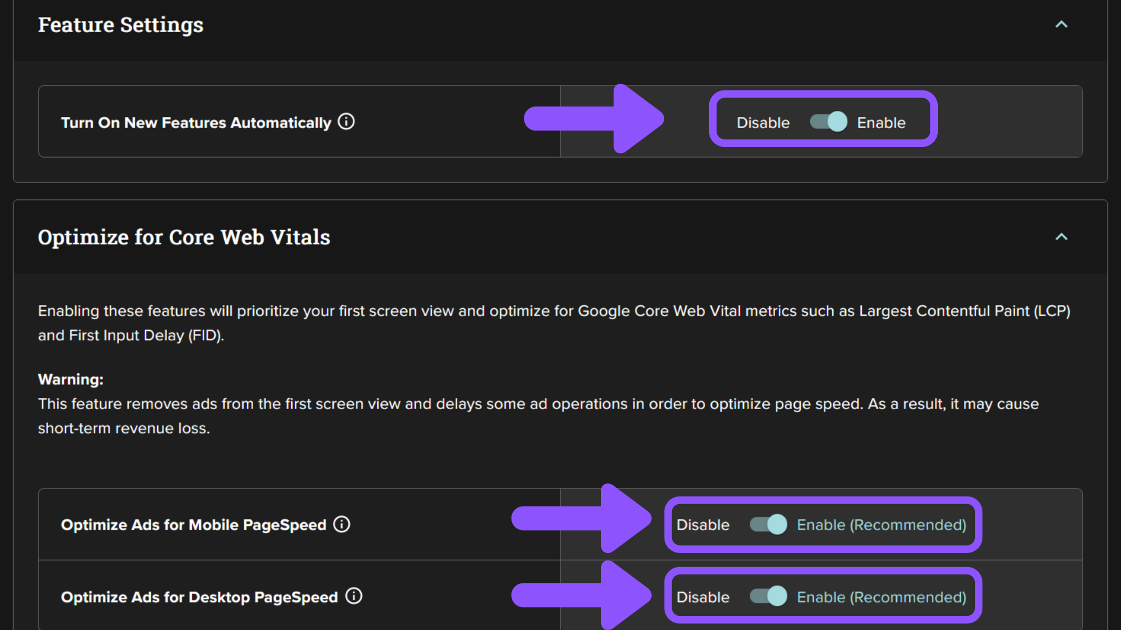 Mediavine Ad Settings 1