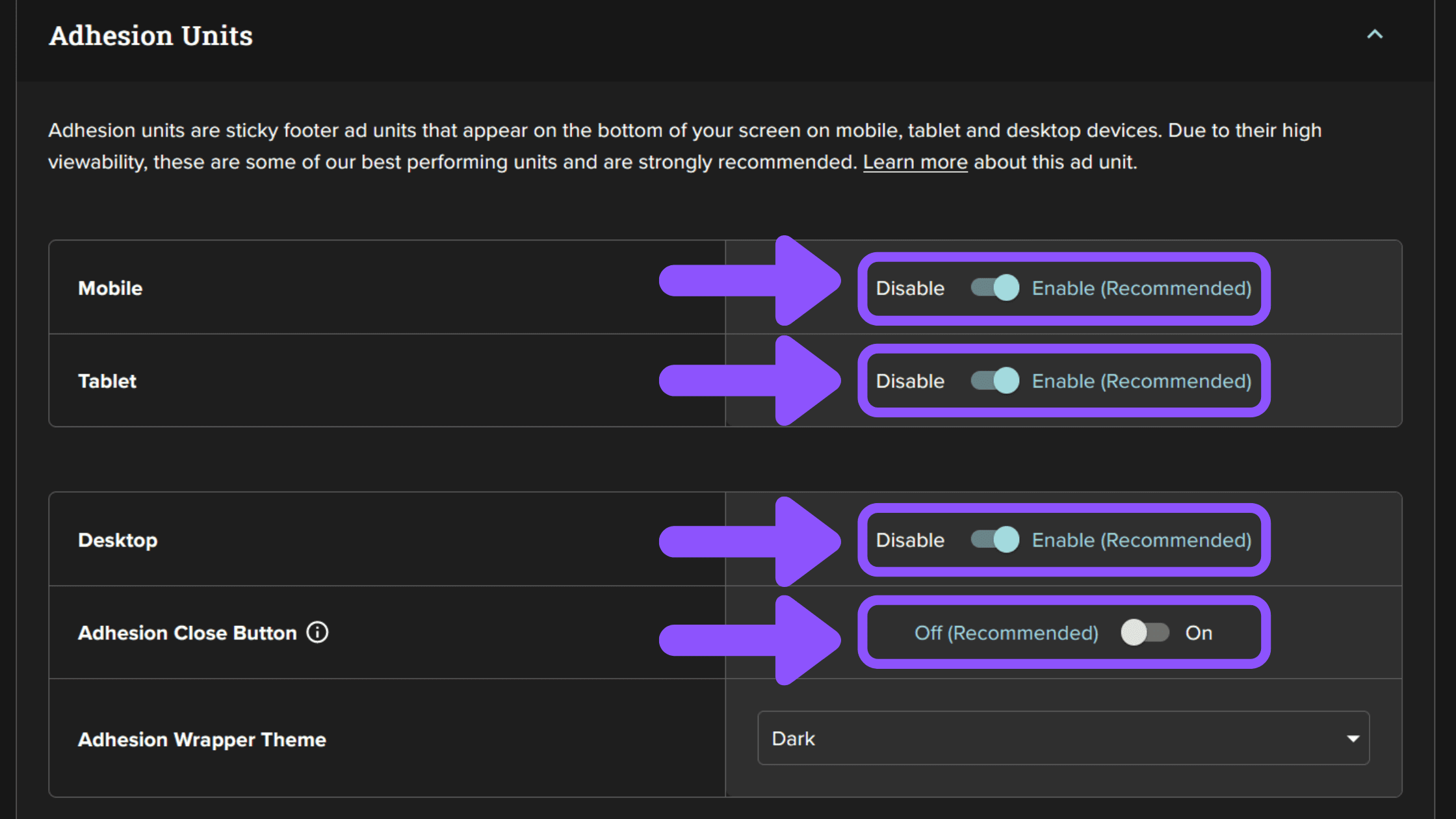 Mediavine Ad Settings 2