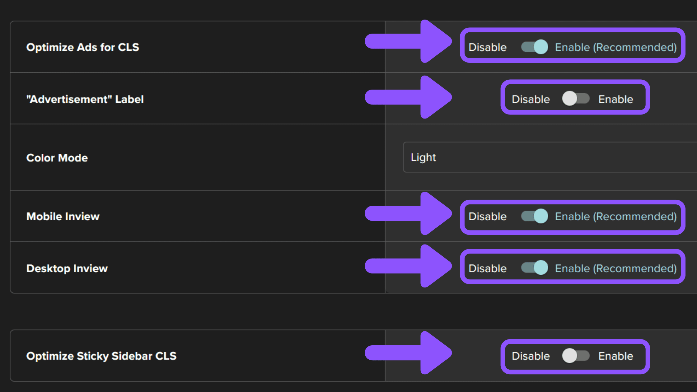 Mediavine Ad Settings 3