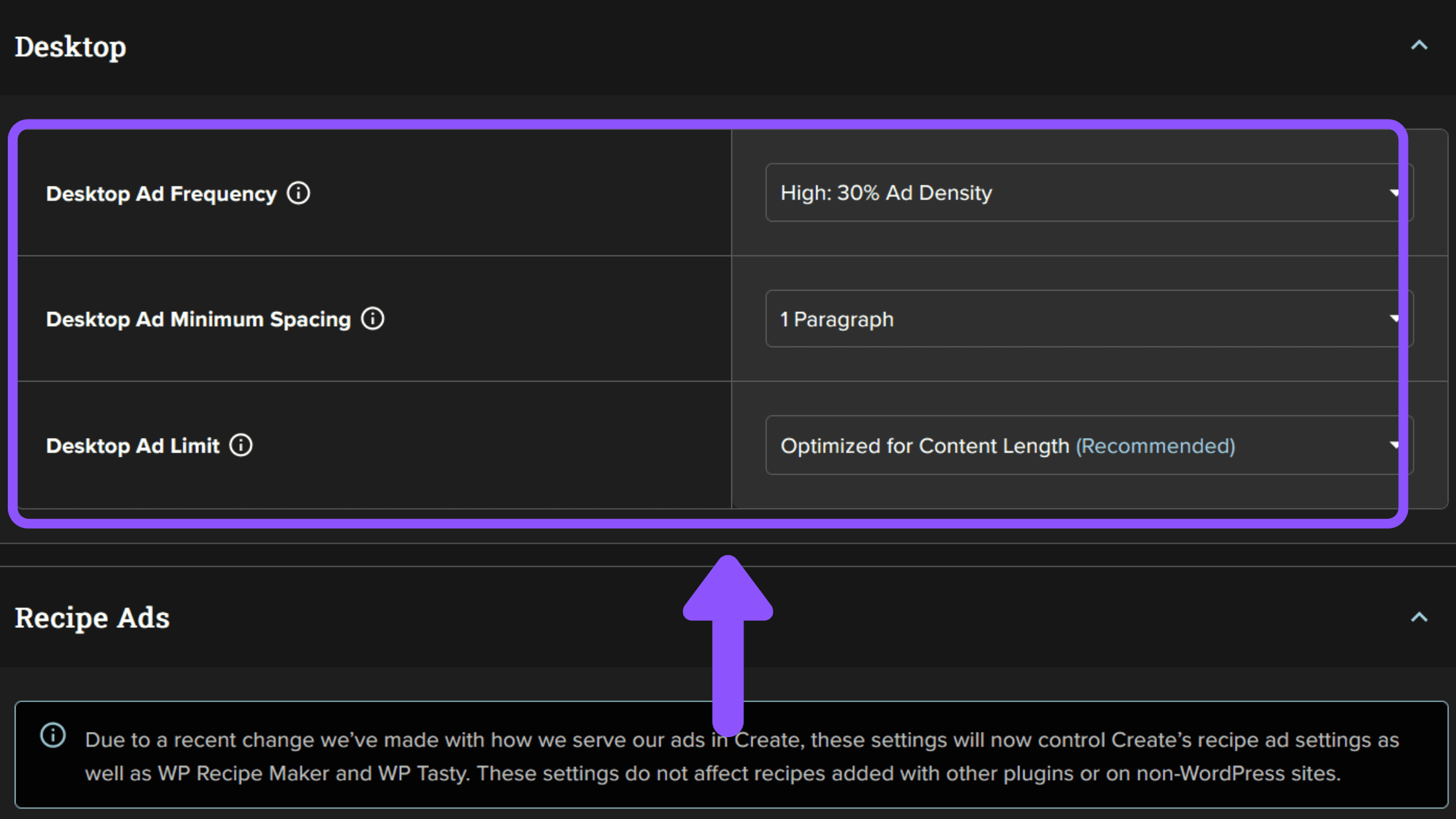 Mediavine In Content Ad Settings 2