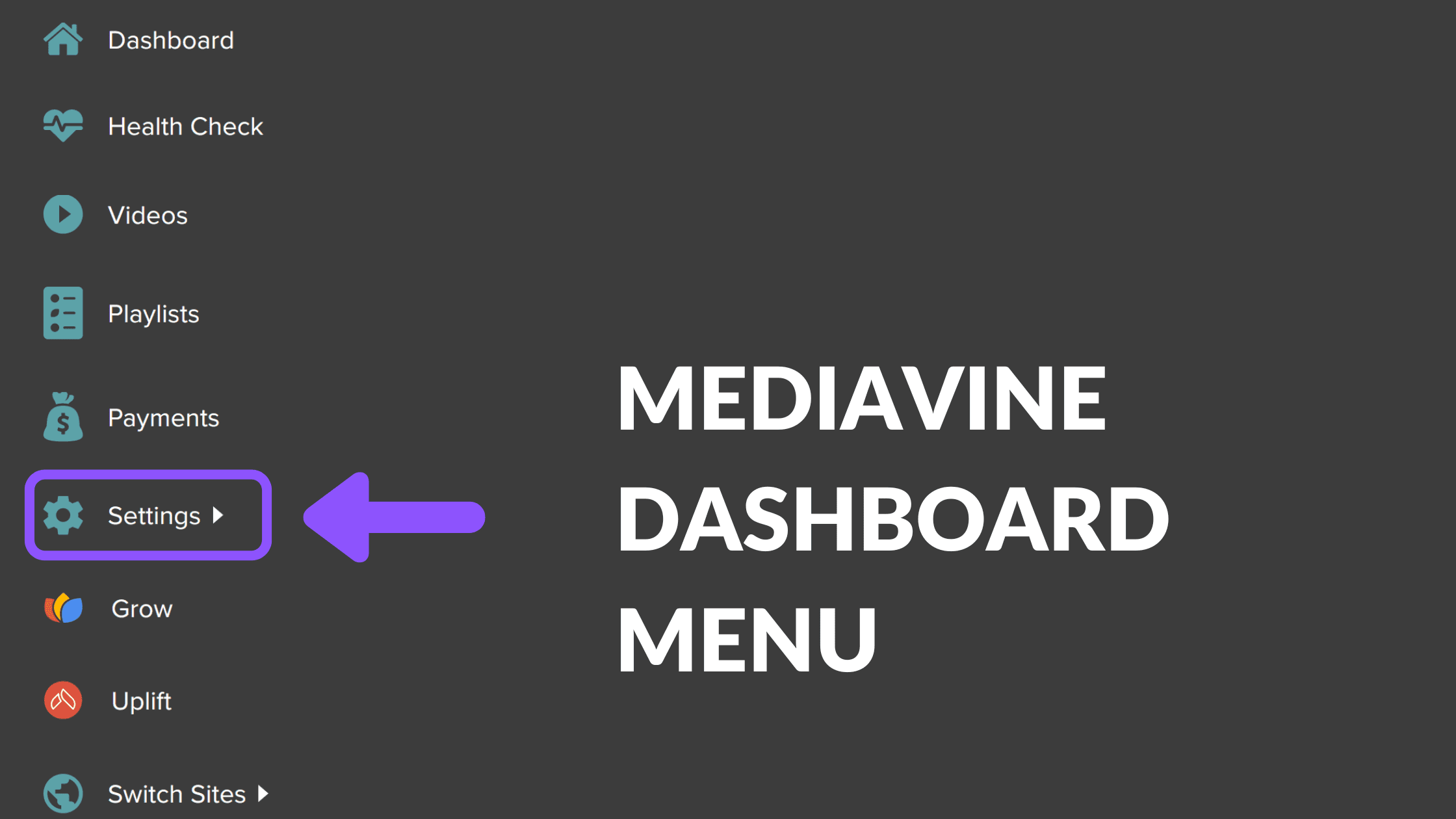 Mediavine dashboard menu